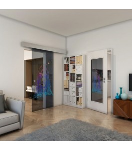 Glasschiebetür ECO-LINE - Fineprint Model 119 Verlauf auf Grauglas