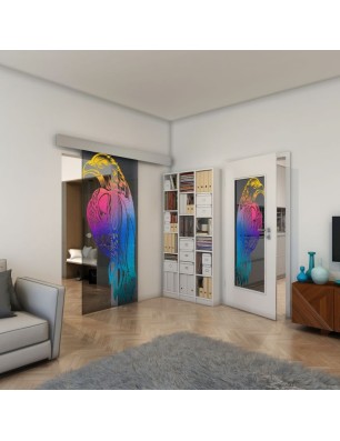 Glasschiebetür ECO-LINE - Fineprint Model 122 Verlauf auf Grauglas