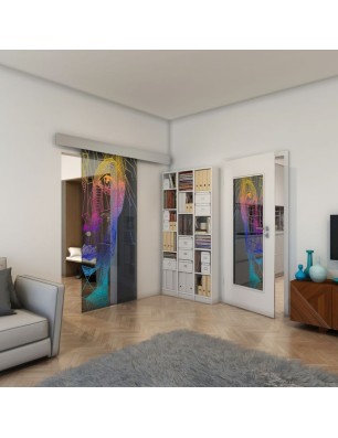 Glasschiebetür ECO-LINE - Fineprint Model 123 Verlauf auf Grauglas