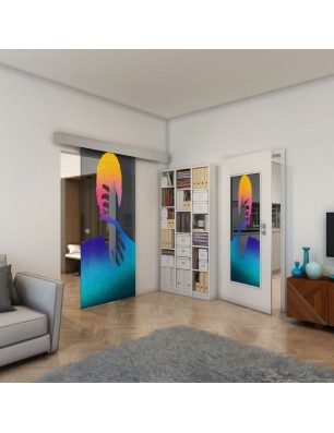 Glasschiebetür ECO-LINE - Fineprint Model 124 Verlauf auf Grauglas