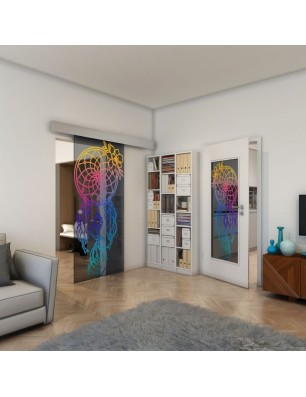 Glasschiebetür ECO-LINE - Fineprint Model 125 Verlauf auf Grauglas