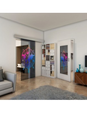 Glasschiebetür ECO-LINE - Fineprint Model 127 Verlauf auf Grauglas