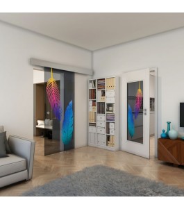 Glasschiebetür ECO-LINE - Fineprint Model 129 Verlauf auf Grauglas