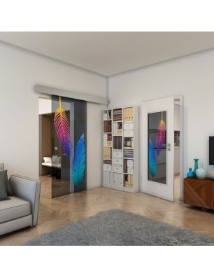 Glasschiebetür ECO-LINE - Fineprint Model 129 Verlauf auf Grauglas