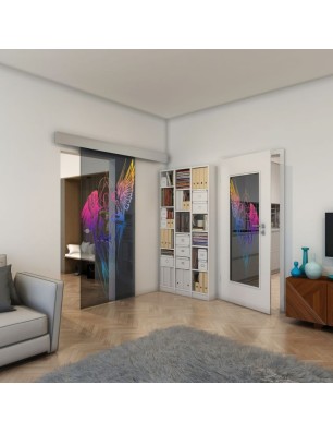 Glasschiebetür ECO-LINE - Fineprint Model 131 Verlauf auf Grauglas