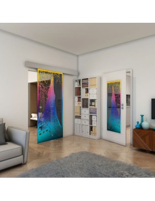 Glasschiebetür ECO-LINE - Fineprint Model 132 Verlauf auf Grauglas
