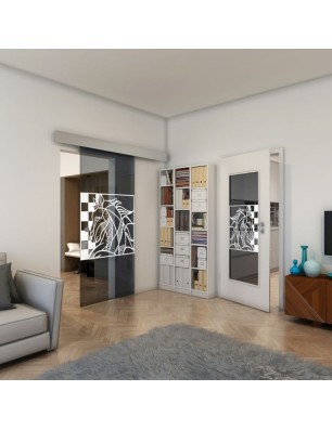 Glasschiebetür ECO-LINE - Fineprint Model 137 Weiss auf Grauglas
