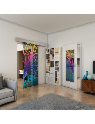 Glasschiebetür ECO-LINE - Fineprint Model 146 Verlauf auf Grauglas
