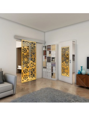Glasschiebetür ECO-LINE - Fineprint Model 149 Gold auf Grauglas