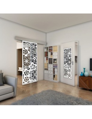 Glasschiebetür ECO-LINE - Fineprint Model 149 Weiss auf Grauglas