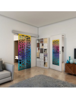 Glasschiebetür ECO-LINE - Fineprint Model 150 Verlauf auf Grauglas