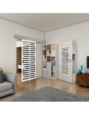Glasschiebetür ECO-LINE - Fineprint Model 153 Weiss auf Grauglas