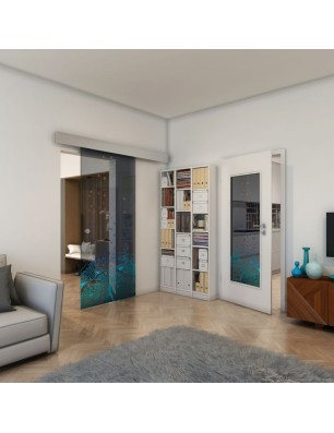 Glasschiebetür ECO-LINE - Fineprint Model 155 Verlauf auf Grauglas