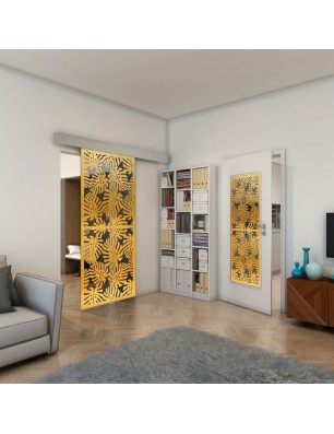 Glasschiebetür ECO-LINE - Fineprint Model 158 Gold auf Grauglas