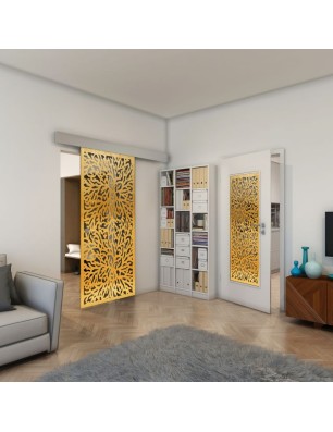 Glasschiebetür ECO-LINE - Fineprint Model 168 Gold auf Grauglas