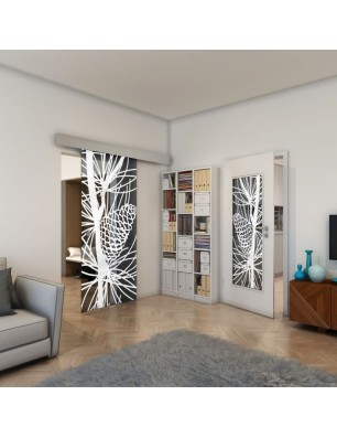 Glasschiebetür ECO-LINE - Fineprint Model 169 Weiss auf Grauglas