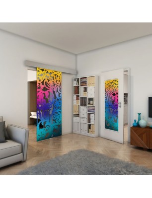 Glasschiebetür ECO-LINE - Fineprint Model 170 Verlauf auf Grauglas
