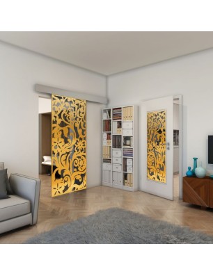 Glasschiebetür ECO-LINE - Fineprint Model 170 Gold auf Grauglas