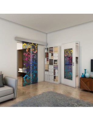 Glasschiebetür ECO-LINE - Fineprint Model 171 Verlauf auf Grauglas