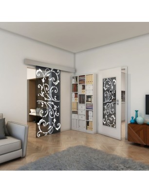 Glasschiebetür ECO-LINE - Fineprint Model 171 Weiss auf Grauglas