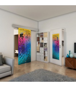Glasschiebetür ECO-LINE - Fineprint Model 172 Verlauf auf Grauglas