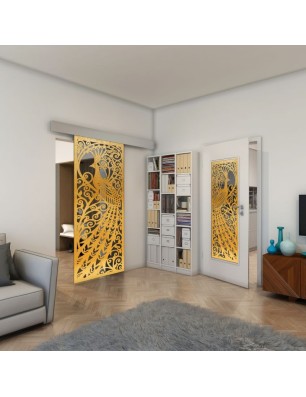 Glasschiebetür ECO-LINE - Fineprint Model 172 Gold auf Grauglas
