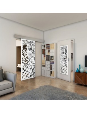 Glasschiebetür ECO-LINE - Fineprint Model 172 Weiss auf Grauglas