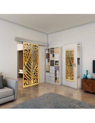 Glasschiebetür ECO-LINE - Fineprint Model 173 Gold auf Grauglas