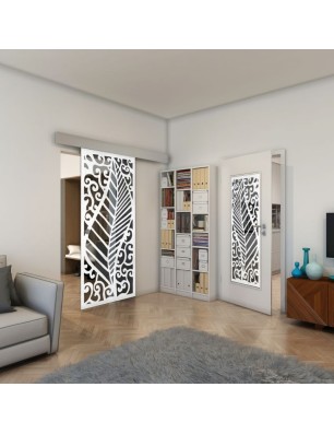 Glasschiebetür ECO-LINE - Fineprint Model 173 Weiss auf Grauglas