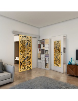 Glasschiebetür ECO-LINE - Fineprint Model 177 Gold auf Grauglas