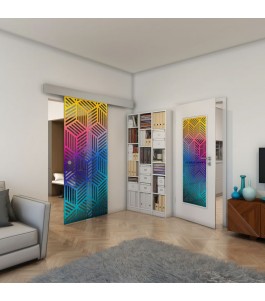 Glasschiebetür ECO-LINE - Fineprint Model 179 Verlauf auf Grauglas