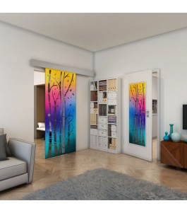 Glasschiebetür ECO-LINE - Fineprint Model 182 Verlauf auf Grauglas
