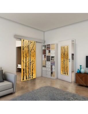 Glasschiebetür ECO-LINE - Fineprint Model 182 Gold auf Grauglas