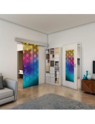 Glasschiebetür ECO-LINE - Fineprint Model 187 Verlauf auf Grauglas