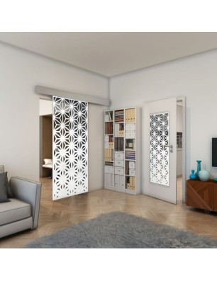 Glasschiebetür ECO-LINE - Fineprint Model 187 Weiss auf Grauglas