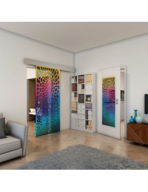 Glasschiebetür ECO-LINE - Fineprint Model 188 Verlauf auf Grauglas