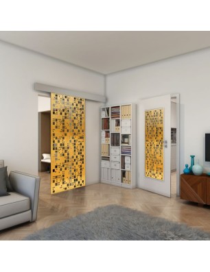 Glasschiebetür ECO-LINE - Fineprint Model 190 Gold auf Grauglas