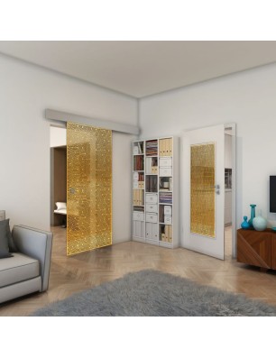 Glasschiebetür ECO-LINE - Fineprint Model 193 Gold auf Grauglas