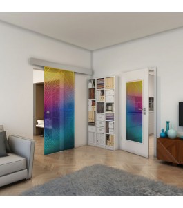 Glasschiebetür ECO-LINE - Fineprint Model 194 Verlauf auf Grauglas