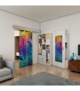 Glasschiebetür ECO-LINE - Fineprint Model 196 Verlauf auf Grauglas
