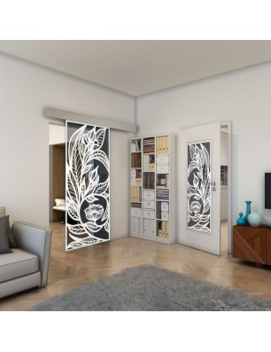 Glasschiebetür ECO-LINE - Fineprint Model 196 Weiss auf Grauglas