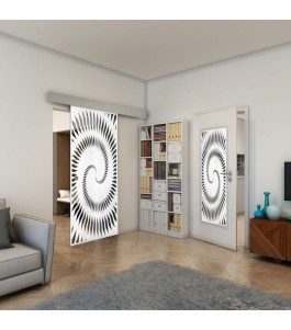 Glasschiebetür ECO-LINE - Fineprint Model 197 Weiss auf Grauglas