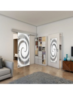 Glasschiebetür ECO-LINE - Fineprint Model 197 Weiss auf Grauglas