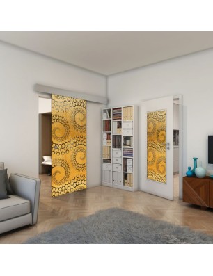 Glasschiebetür ECO-LINE - Fineprint Model 198 Gold auf Grauglas