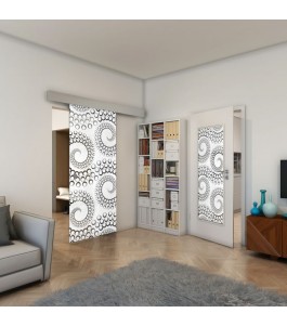 Glasschiebetür ECO-LINE - Fineprint Model 198 Weiss auf Grauglas