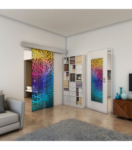 Glasschiebetür ECO-LINE - Fineprint Model 202 Verlauf auf Grauglas