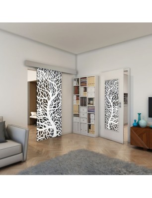 Glasschiebetür ECO-LINE - Fineprint Model 202 Weiss auf Grauglas