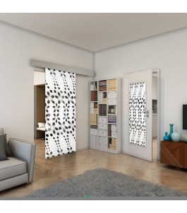 Glasschiebetür ECO-LINE - Fineprint Model 203 Weiss auf Grauglas