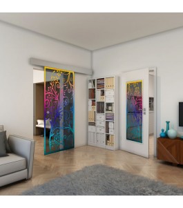Glasschiebetür ECO-LINE - Fineprint Model 204 Verlauf auf Grauglas