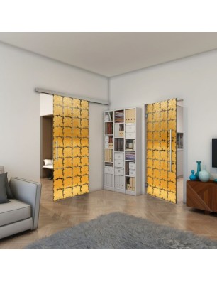 Pendeltür - Fineprint Model 033 Gold auf Grauglas